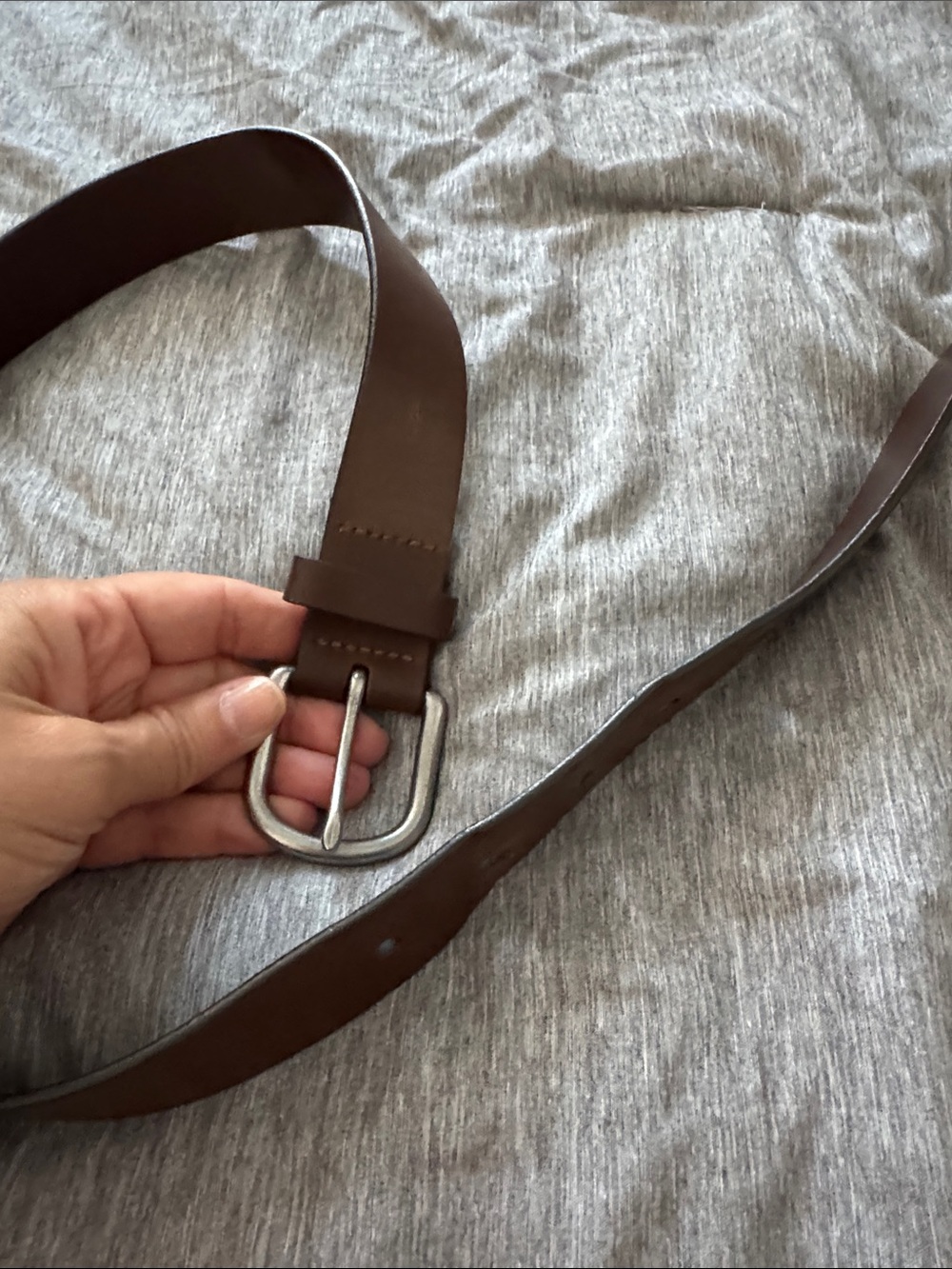Old Navy Brown Men's Leather Belt with Silver Buckle